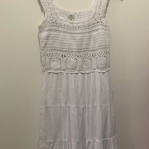 White Sundress with Crochet Lace Bodice Medium